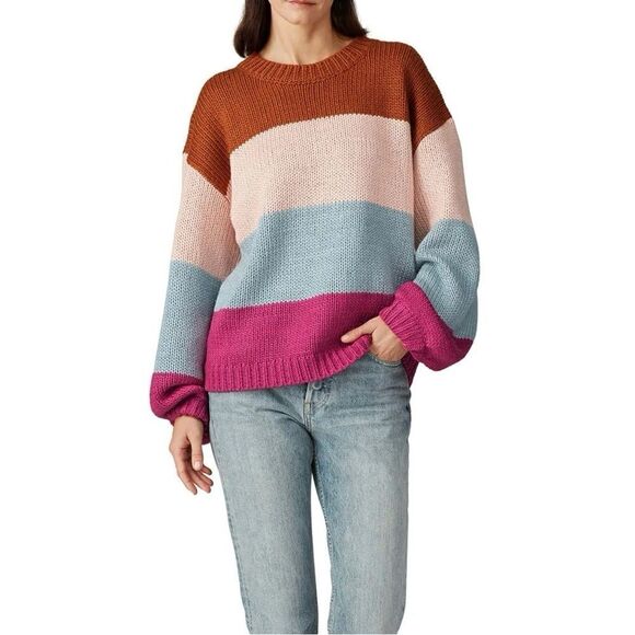 MinkPink Cozy Up With Me Slouchy Sweater Large Colorblock  Multi - Picture 15 of 15